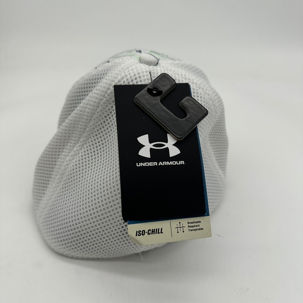 Under Armour Golf Hat Mens M/L‎ Iso-Chill Driver White Geometric NEW